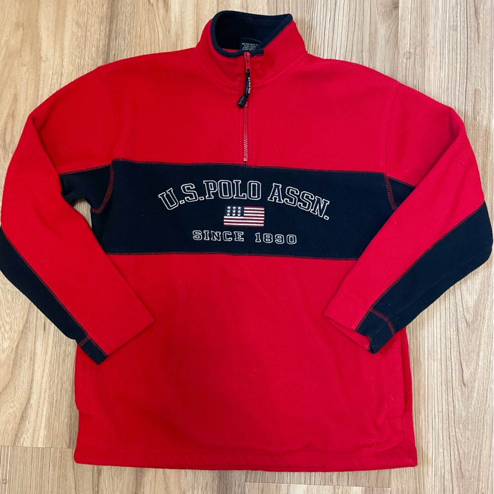 U.S. Polo Assn. Red Fleece Quarter Zip Pullover